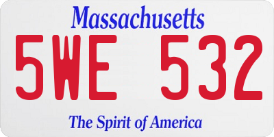 MA license plate 5WE532