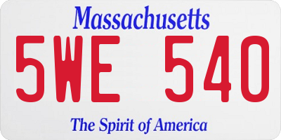 MA license plate 5WE540