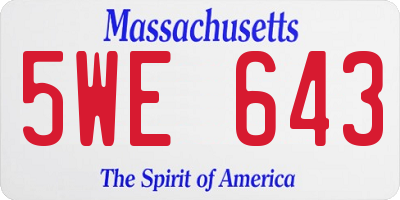 MA license plate 5WE643
