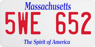 MA license plate 5WE652