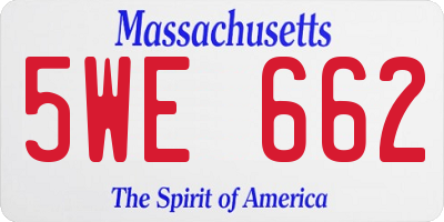 MA license plate 5WE662
