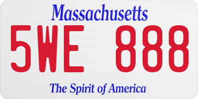 MA license plate 5WE888