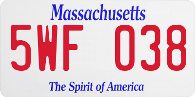 MA license plate 5WF038