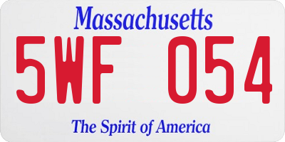 MA license plate 5WF054