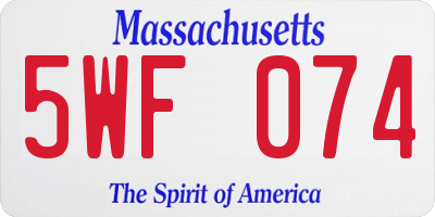 MA license plate 5WF074