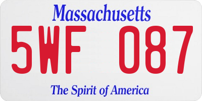 MA license plate 5WF087