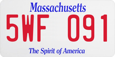 MA license plate 5WF091