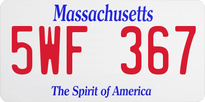 MA license plate 5WF367