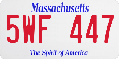 MA license plate 5WF447