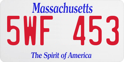 MA license plate 5WF453