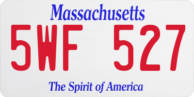 MA license plate 5WF527