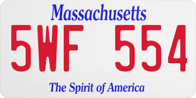 MA license plate 5WF554