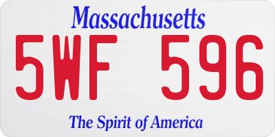 MA license plate 5WF596