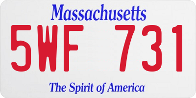 MA license plate 5WF731