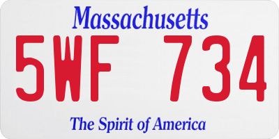 MA license plate 5WF734