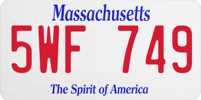 MA license plate 5WF749