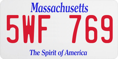 MA license plate 5WF769
