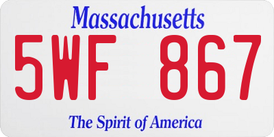 MA license plate 5WF867