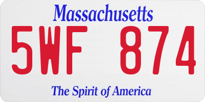 MA license plate 5WF874