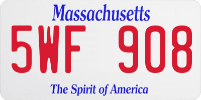 MA license plate 5WF908