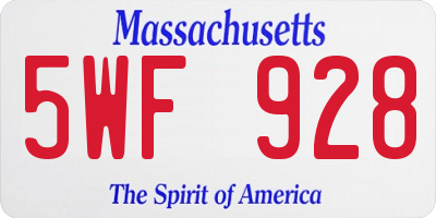 MA license plate 5WF928