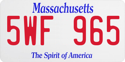 MA license plate 5WF965