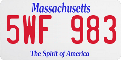 MA license plate 5WF983