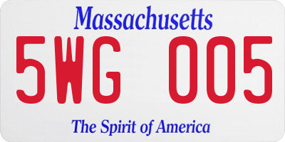 MA license plate 5WG005