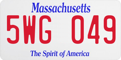 MA license plate 5WG049