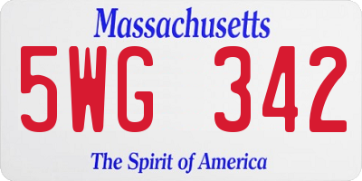 MA license plate 5WG342