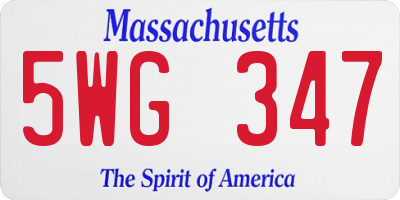 MA license plate 5WG347
