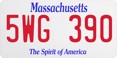 MA license plate 5WG390