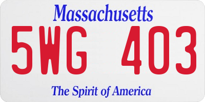 MA license plate 5WG403
