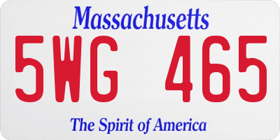 MA license plate 5WG465