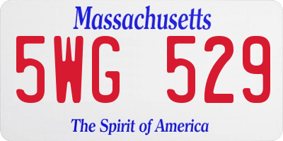 MA license plate 5WG529