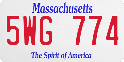 MA license plate 5WG774