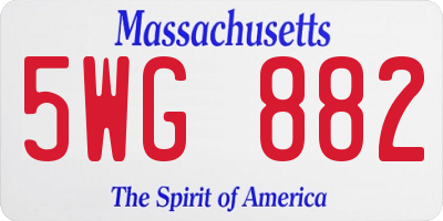 MA license plate 5WG882
