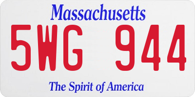MA license plate 5WG944