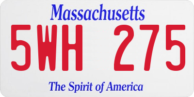 MA license plate 5WH275