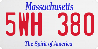 MA license plate 5WH380