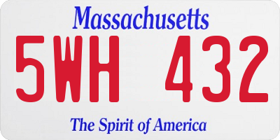 MA license plate 5WH432