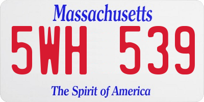 MA license plate 5WH539