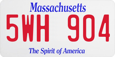 MA license plate 5WH904