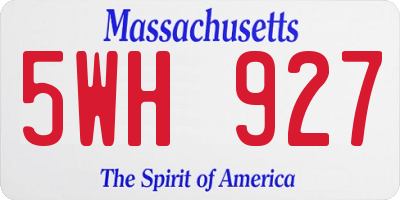 MA license plate 5WH927