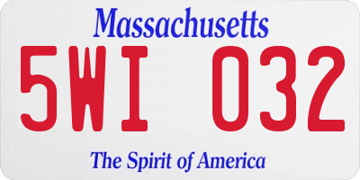 MA license plate 5WI032