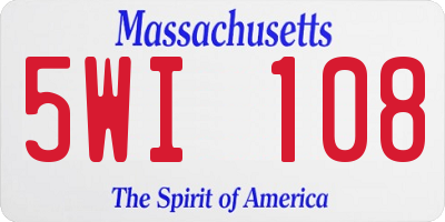 MA license plate 5WI108