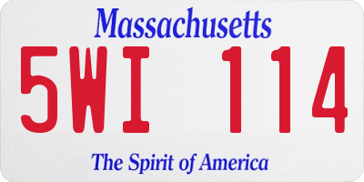 MA license plate 5WI114