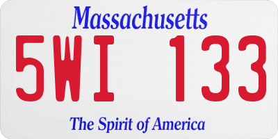 MA license plate 5WI133