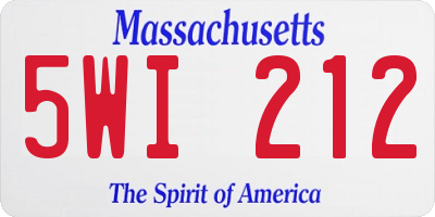 MA license plate 5WI212