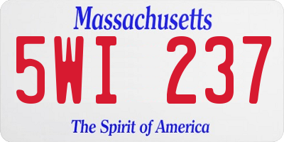 MA license plate 5WI237